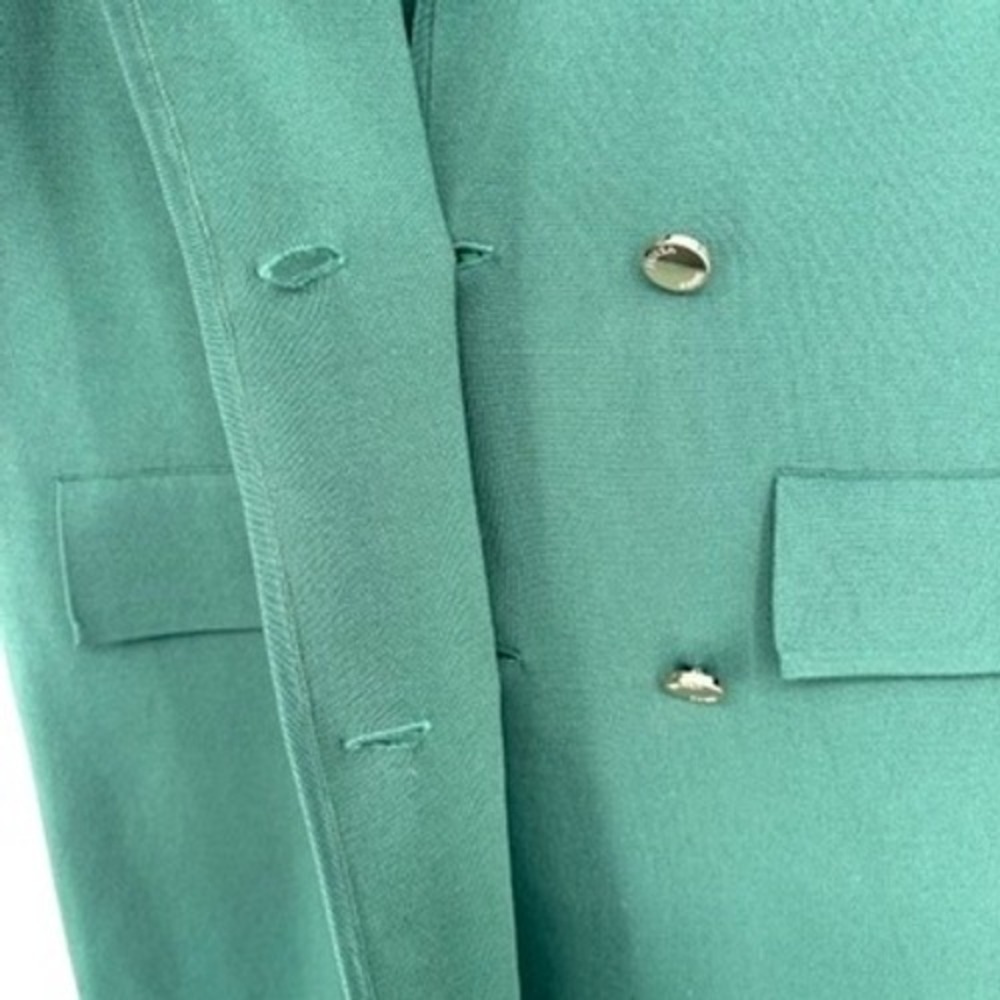 Aleeza Paris Long Knit Blazer Vest Emerald Green Double Breasted Longline XS - Picture 13 of 14